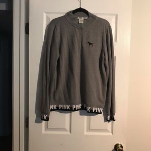 PINK gray quarter zip